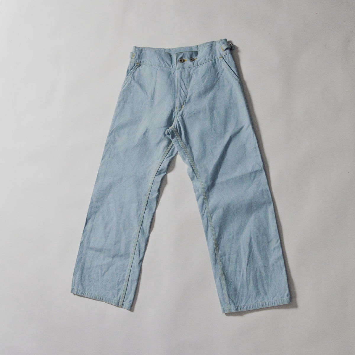 【72】ジャッカンワイドパンツ(ワンウォッシュ11号帆布、水色) (ウエスト39 & 41cm)