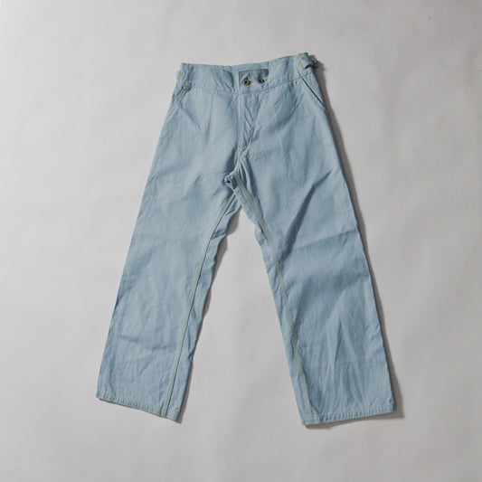 【72】ジャッカンワイドパンツ(ワンウォッシュ11号帆布、水色) (ウエスト39 & 41cm)