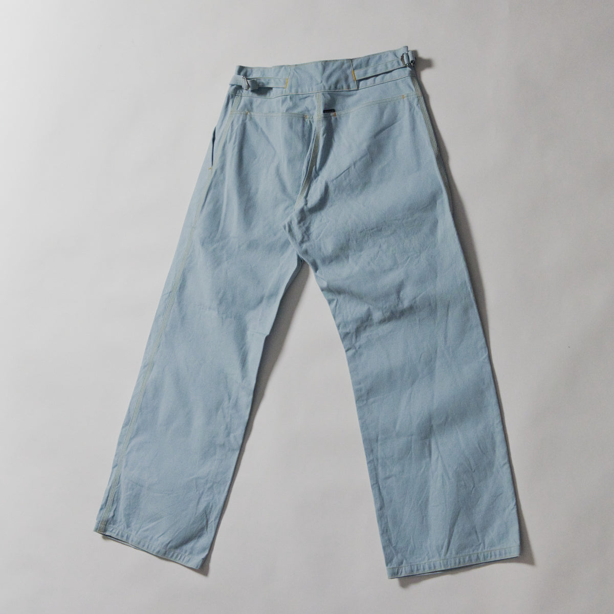 【72】ジャッカンワイドパンツ(ワンウォッシュ11号帆布、水色) (ウエスト39 & 41cm)