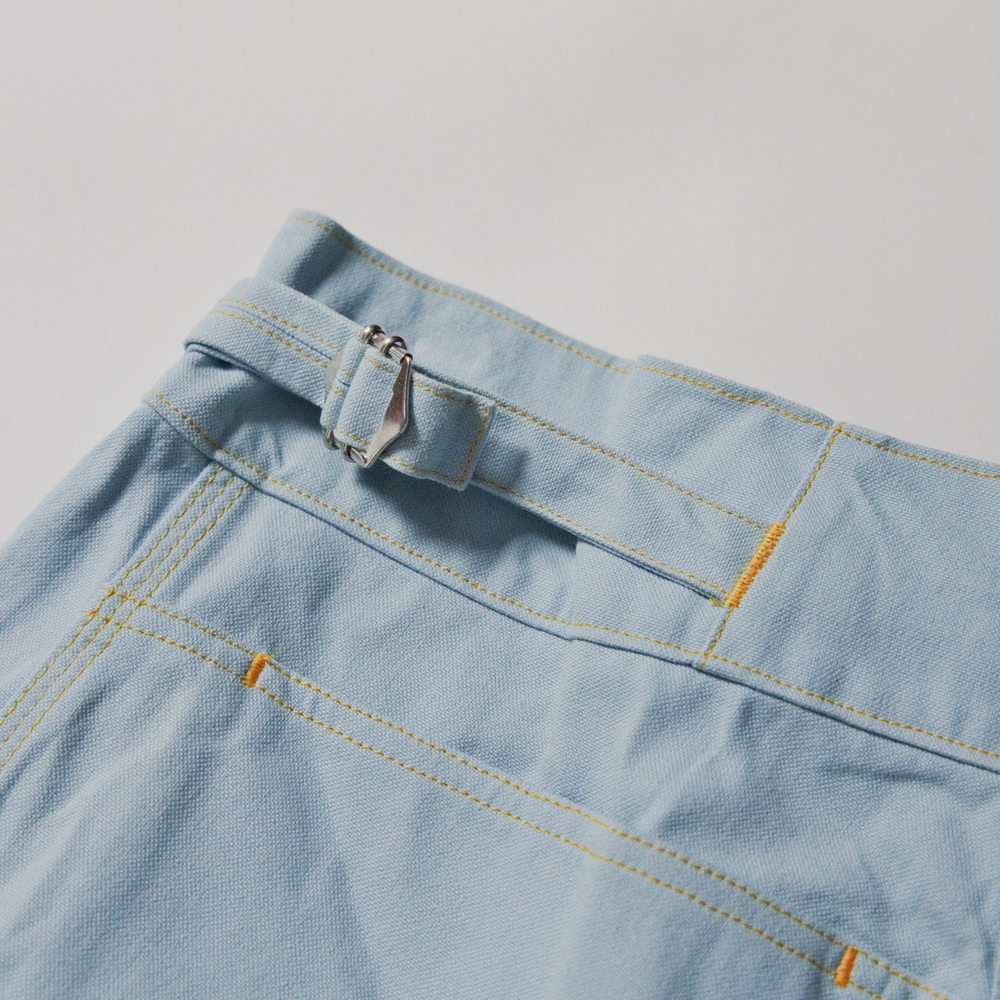 【72】ジャッカンワイドパンツ(ワンウォッシュ11号帆布、水色) (ウエスト39 & 41cm)