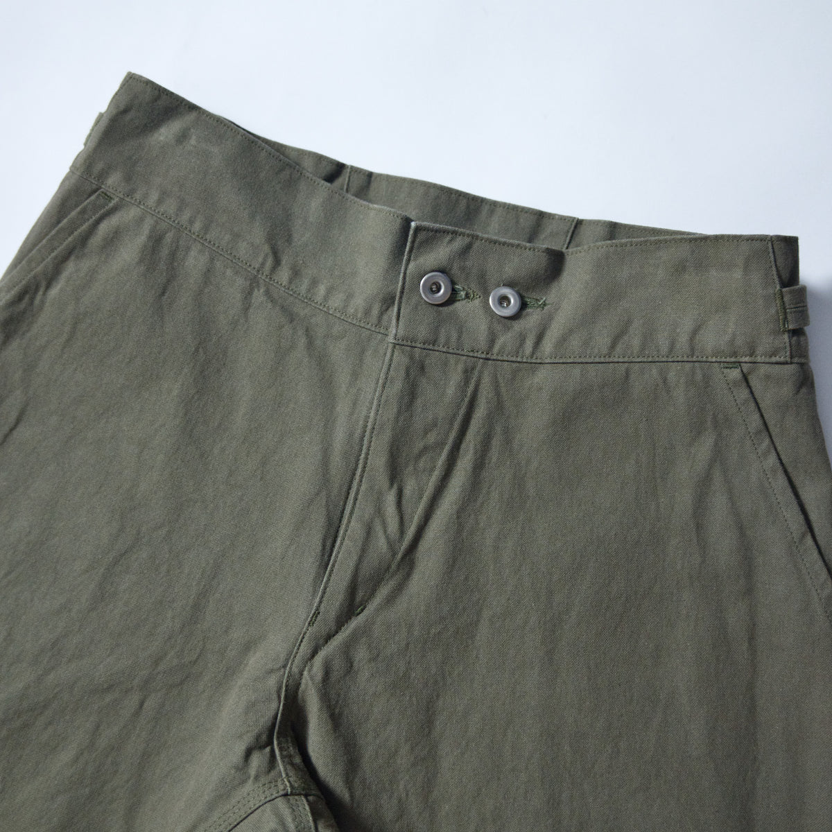 【69】ジャッカンワイドパンツ(ワンウォッシュ11号帆布、カーキ) (ウエスト41cm)