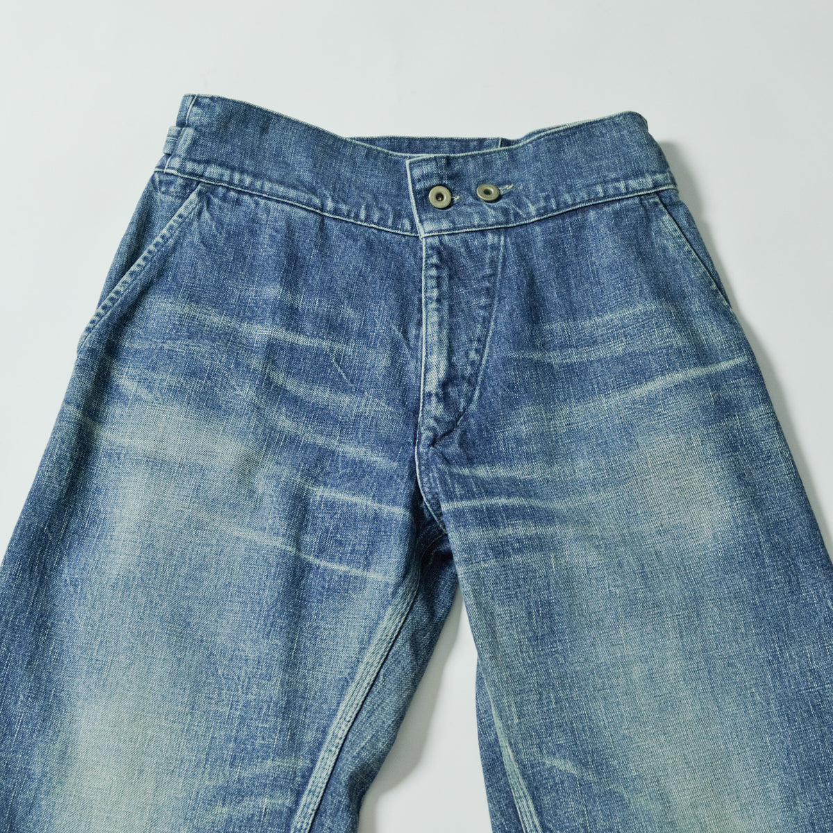 【62】ジャッカンワイドパンツ(ユーズド加工) (ウエスト39cm,Mサイズから着丈が2cm短くなってます)