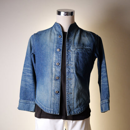 [044] Dangling denim jacket (distressed finish) (size S, sleeve length -5cm, shoulder width 45cm)