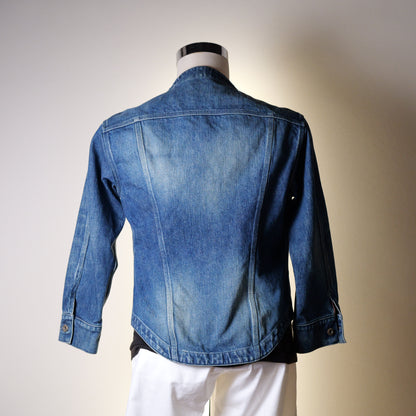 [044] Dangling denim jacket (distressed finish) (size S, sleeve length -5cm, shoulder width 45cm)