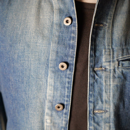 [044] Dangling denim jacket (distressed finish) (size S, sleeve length -5cm, shoulder width 45cm)