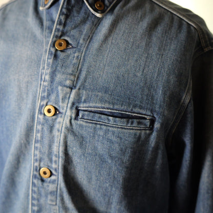 [046] Taicho Denim Jacket (Distressed) (Special Size, Shoulder Width 48cm, Antique Gold Buttons)