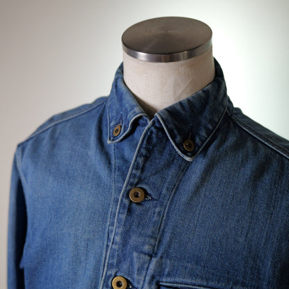 [046] Taicho Denim Jacket (Distressed) (Special Size, Shoulder Width 48cm, Antique Gold Buttons)